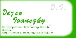 dezso ivanszky business card